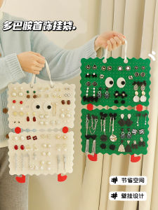 Large Capacity Velvet Jewelry Storage Organizer Wall Mounted Door Back Earring Display Rack Simple Style Home Wardrobe