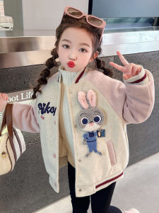 Girls Thickened Autumn Winter Fleece Baseball Jacket Childrens Clothing Baby Outfit Casual Style Long Sleeve Warm Coat