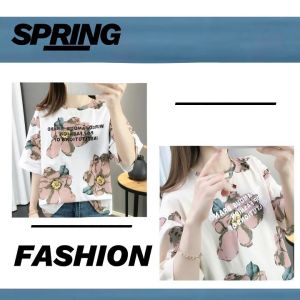 LHSunshine ใหม่มาก เสื้อยืดลายดอกแฟชั่นผู้หญิง ทรงสวยผ้าสวมสบาย ผ้าลื่นสบายผิว ลายดอกไม้สวยทันสมัย ใส่แมทช์ง่ายมาก สายแฟชั่นต้องมีแล้วมั้ย กดสั่งเลย