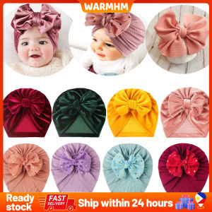 Baby Hat Charming Elastic Fabric Bowknot Design Ins European and American Fashion New Threaded Baby Headwear Childrens Bow Toe Cap Baby Infant Cap for Baby Shower