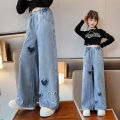 Jeans for Girls New Wide Leg Pants for Kids 6-16yrs Trousers Fashion Loose Casual Denim Pants Jeans Aesthetic Hight Waist Baggy Pants Teens Girls Korean Style Childrens High Quality Pants. 