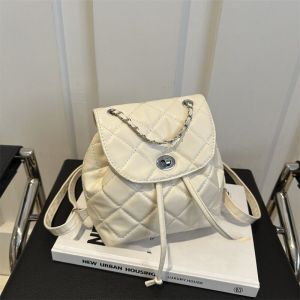 Little Meow Dabao Korean Style Womens Backpack Summer 2024 New Arrival Single Shoulder Handbag with Diamond Grid Chain Double Root Shoulder Bag