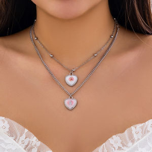 2-Piece Rabbit Pattern Peach Heart Necklace: A Spring Trendy Accessory & Personalized Niche Design