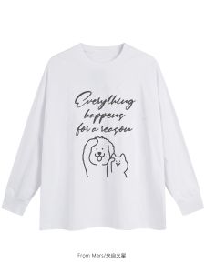 Áo Thun Dài Tay in Chữ Mars from Dog Salute Cổ Tròn Rộng Rãi Phong Cách Retro Nhật Bản Cho Cặp Đôi Mùa Thu Thường Ngày Thân Thiện Với Da Thoáng Khí