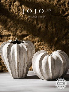 White Ceramic Flower Vase JOJOS L PD General Decorative Tabletop Home Decor Modern Minimalist Style for Dining Room Living Room