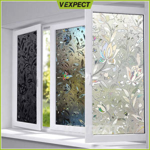 3d Window Sticker Film Blackout Frosted Glass Sticker for Window Privacy No Glue Reusable Window Glass Sticker
