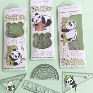 Penggaris Set 4 in 1  Ruler Set Lengkap isi 4 Pcs Cover Karakter Lucu