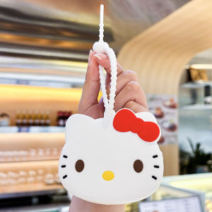 Anime Cinnamoroll Melody Kawaii Portable Silicon Pendant Hello Kitty Kuromi Plastic Bag Coin Purse Headphone Storage Bag Gifts
