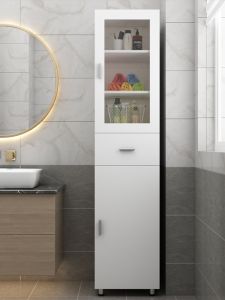 Bathroom Storage Floor Cabinet Bathroom Locker Moisture-Proof Toilet Storage Cabinet Bathroom Glass Gap Side Cabinet Narrow