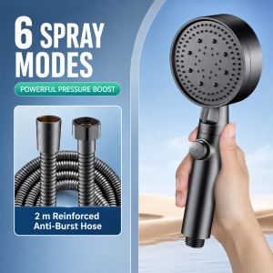 High Pressure Shower Head Handheld Large Panel Rainfall Showerhead with One-Key Stop Water Saving for Bathroom Accessories