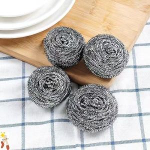 6pcs/Bag Premium Stainless Steel Scrubber Metal Scouring Pads Steel Wool Pads Kitchen Cleaner