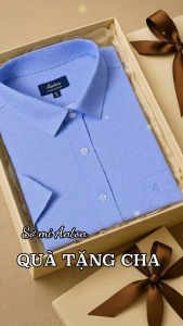 Áo Sơ Mi Nam Công Sở Trung Niên Thương Hiệu Anton Ngắn Tay Họa Tiết Vải Cotton - NC382