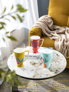 แก้วกาแฟเซรามิกสีสันสดใส ความจุขนาดใหญ่ แก้วน้ำ แก้วคู่ ชุดชา เครื่องประดับตกแต่งบ้านสไตล์ยูนิคอร์น ลายสัตว์