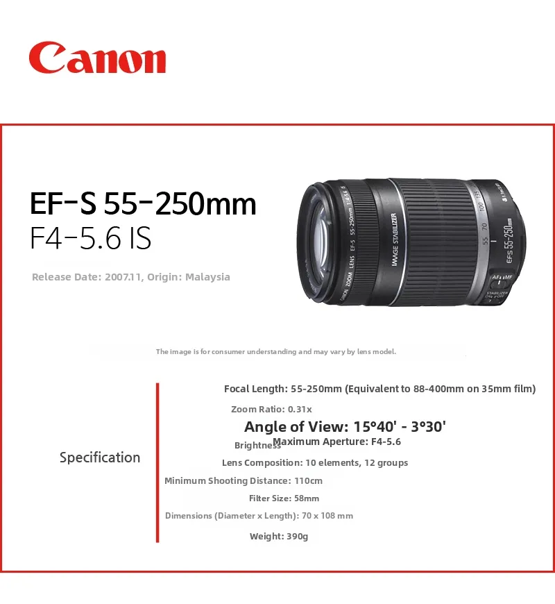 Canon | Store Inc. Canon Ef-S 55-250mm F4-5.6 Is / Same-Day