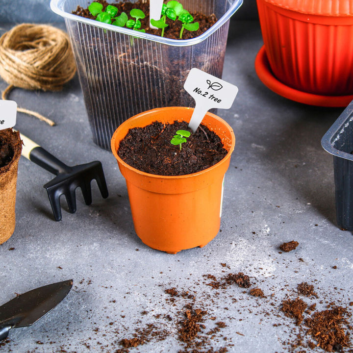 100Pcs DIY Plastic Waterproof Plant Labels TType Plant Tags Garden