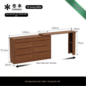 DONGMU | Bàn Trang Điểm & Bàn Viết Gỗ Tự Nhiên Siêu Hẹp 30cm