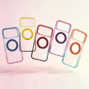 For iPhone 18 Pro Max 17 16 15 Pro Matte Clear Wireless Charge Case For Magsafe With Gradient Color Shockproof Kickstand Cover