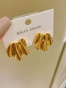 Creative Design Irregular Pleated Metal Style Earrings Cold Wave Pattern Stud Earrings Fashionable Jewelry Accessories