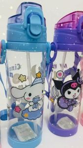 Comel Kids Botol Kuromi Melody Hello Kitty Cinnamoroll Water Bottle with Straw 650ML