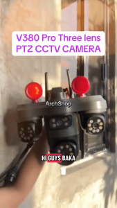 V380 PRO Three Lens Solar 4G CCTV Camera PTZ Lens Wireless Outdoor Security Camera IP67 Waterproof Battery Powered AI Human Detection Motion Tracking Night Vision Two Way Audio 360 View Smart Home Surveillance Camera With TF Card And Cloud Storage