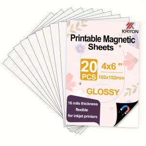 KRYON 20 PCS 4 x 6 inch 152x102mm Glossy Printable Magnetic sheets 16 mils thickness Magnet Photo Paper for Inkjet  Printers