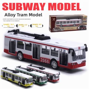 Retro 1:90 Trolleybus Toy Model Sound and Light Three-door Function