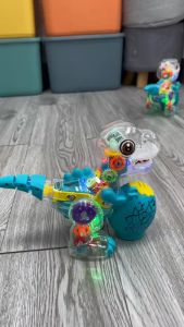 เล่นไฟฟ้า รูปไดโนเสาร์ เกียร์โปร่งใส พร้อมไฟเพลง หมุนได้ ร่วมกับของขวัญวันเกิด