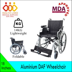 Aluminium Lightweight Detachable Armrest and Footrest (DAF) With OR Without Anti Tipper Wheelchair - 16 / 18 / 20 Inches