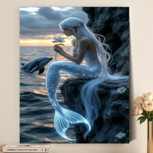 Oil Painting By Numbers Kit Mermaid Pictures By Numbers Home Decor Holiday Gifts Birthday Gifts