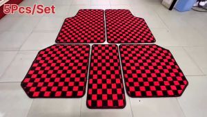 Proton Waja Premium Checkered Carpet Floor Mats 5pcs/Set - Non-Abrasive & Durable