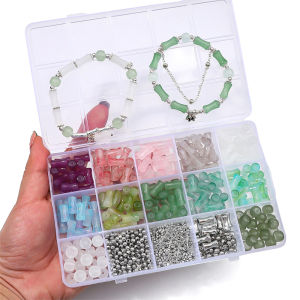 1 hộp pha lê thủy tinh khớp tre hạt miếng đệm lỏng Bộ hạt cho vòng tay thủ công Vòng cổ bông tai Keychain Tự Làm Thủ Công Phụ kiện làm đồ trang sức