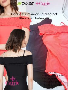 Carrie Swimwear Shirred off Shoulder Swimsuit