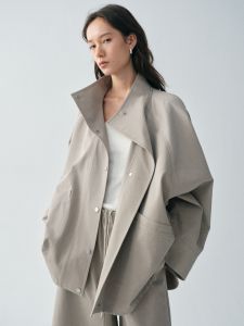epoque de rueen | Cotton Stand-up Collar Batwing Loose Trench Coat