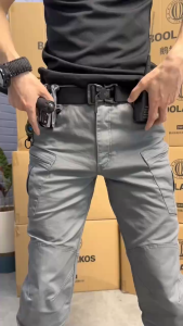 【BLUE】x9 Mens military pants military waterproof Multi Pocket tactical pants mens breathable work pants mens loose pants