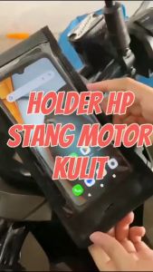 Holder Hp Motor Kulit, Tas Cover Pelindung Handphone Stang Setang Sepeda Motor, dan Pengaman Ponsel Ojol Waterproof Anti Maling