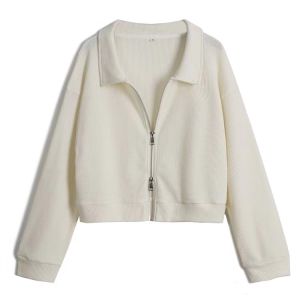 🦋 VEVE Korean Vintage Jacket for Women V Neck Lightweight Waffle Knit Jacket with Zipper