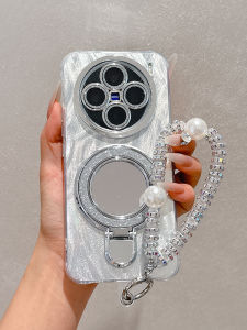 Vivo X200 Crystal Glitter Mirror Stand Cover Full Protection Womens Style Mobile Phone Case with Lens Film Soft Silicone Shell