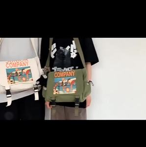 กระเป๋าสะพายข้างนักเรียนชั้นเรียน ถุงกระเป๋าสะพายลำลอง ญี่ปุ่น สีขาว