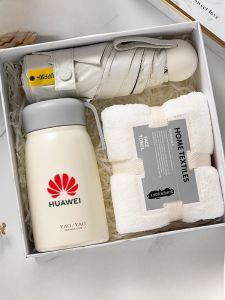 Business Opening Warm Cup Company Anniversary Souvenir Practical Gift for Customers Creative Gift Box Set White Stainless Steel