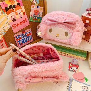 Sanrio My Piano Plush Makeup Bag Kawaii My Sweet Melody Cartoon Cute Anime Student Stationery Storage Pencil Box Girl Birthday Gift