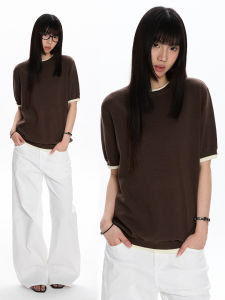 APOCKET | Linen Blend Illusion Two-Piece Style Knit Top