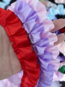 3yards/lot Silk Ruffled Flounce Ribbon Band Sewing Pleated Lace Trim Tape For DIY Handcrafts Garment Hair Accessories Supplies
