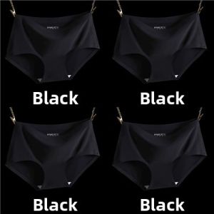 Seamless Ice Silk Cotton Crotch Triangle Panties Womens One-Piece Mid-Waist Breathable Pure Color Briefs Underwear