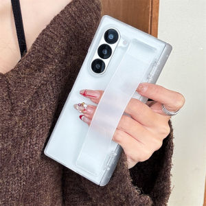 Luxury Elastic Wristband Frosted for Samsung Galaxy Z Fold 8 Ultra 7 6 5 Phone Case Wrist Strap TPU +PC Shockproof Protect Cover