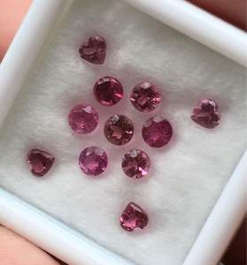 PINK TOURMALINE พิ๊งค์ทัวร์มาลีน กลม หัวใจ 3 มม. เจียรเหลี่ยม ไฟดีวิบวับ พลอยแท้ หวานเจี๊ยบ