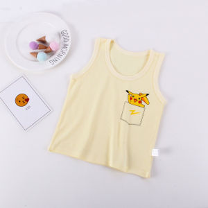 เสื้อยืดแขนกุดผ้าฝ้ายแท้ระบายอากาศสบายสำหรับเด็ก เสื้อกั๊กผ้าฝ้ายบางสำหรับฤดูร้อน เสื้อผ้าเด็กชายและเด็กหญิง