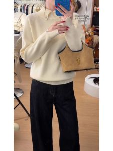 YUEZHONGWEI | French Lapel Beige Pullover Sweater