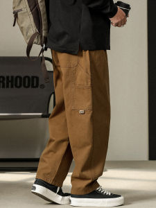 American Style Mens Casual Straight Leg Workwear Trousers Autumn Winter New Fashion Versatile Loose Fit Cotton Pants