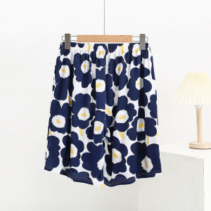 กางเกงนอนผ้าไหมคอตตอนบางเอวสูงสำหรับผู้หญิง กางเกงขาสั้นผ้าฝ้ายเทียม กางเกงขายาวหลวมๆ ใส่อยู่บ้านในฤดูร้อน กางเกงขายาวผู้ใหญ่ไซส์ใหญ่