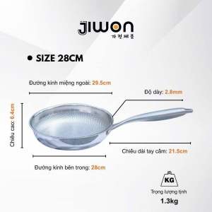 Chảo Tổ Ong Nguyên Khối 5 lớp Jiwon JW-G26 Chảo Xào Chảo Rán Vân Tổ Ong Chống Dính Dùng Trên Mọi Loại Bếp